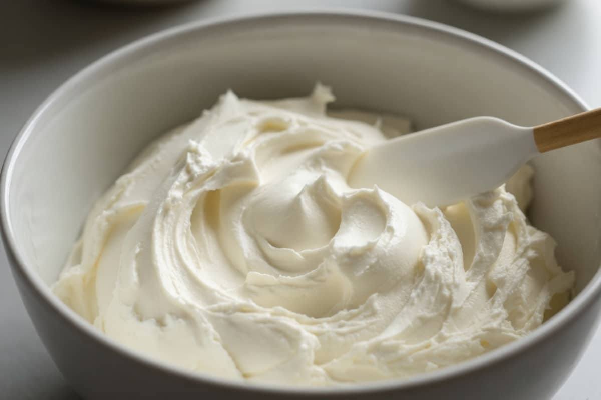 softened cream cheese mixing smooth creamy