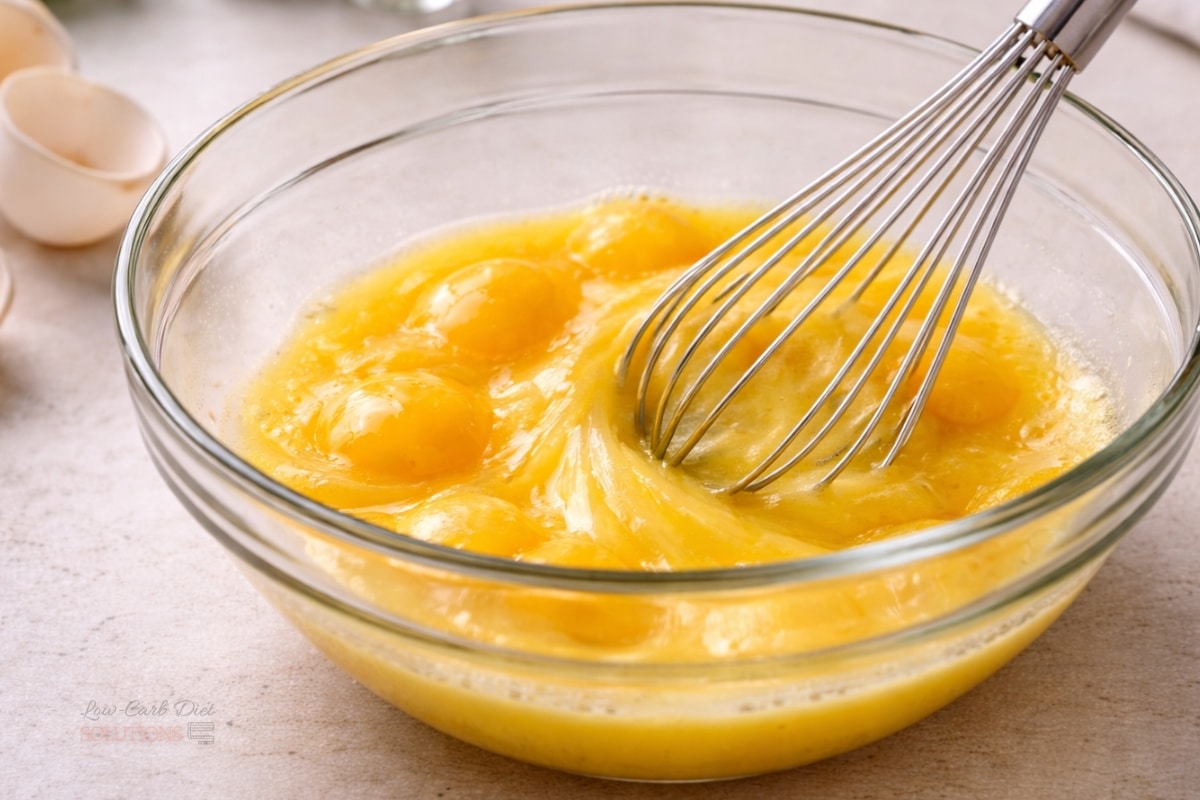 whisk eggs smooth mixture bowl prep