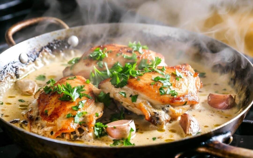 Creamy Garlic Chicken Thighs in Parmesan Sauce